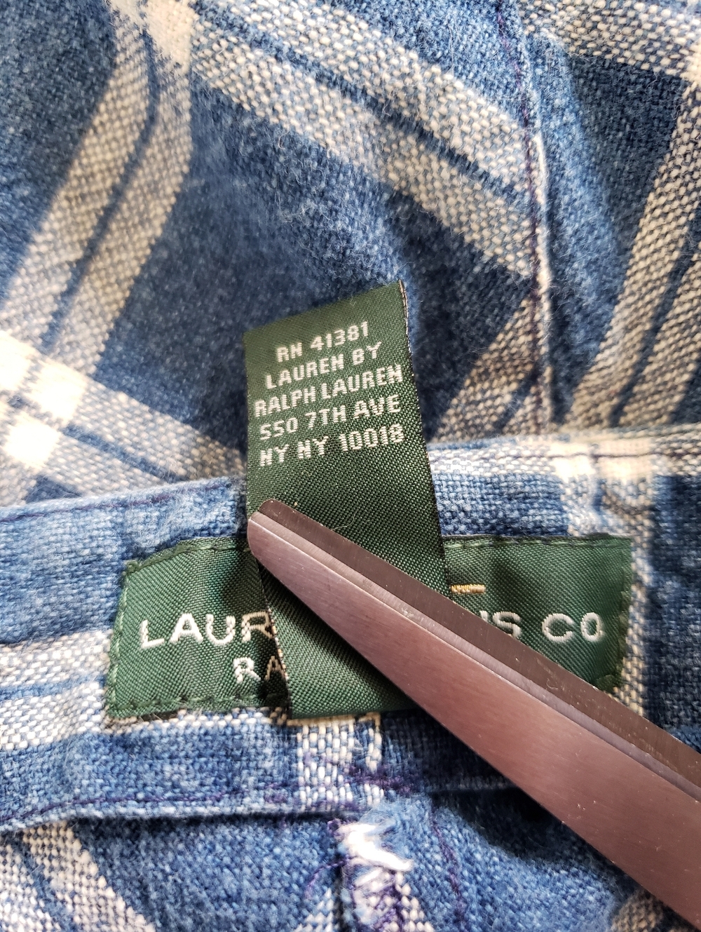 Lauren Ralph Lauren blue plaid linen-cotton midi skirt Size 8 C43 - Picture 8 of 10